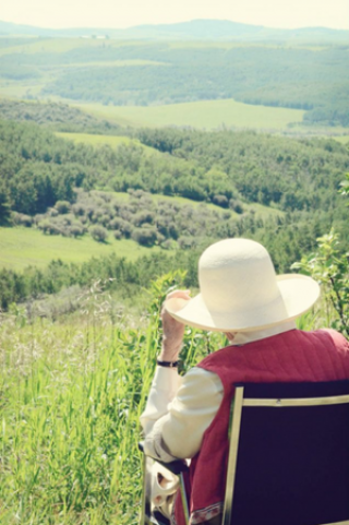 Ann Cross admiring summer views.